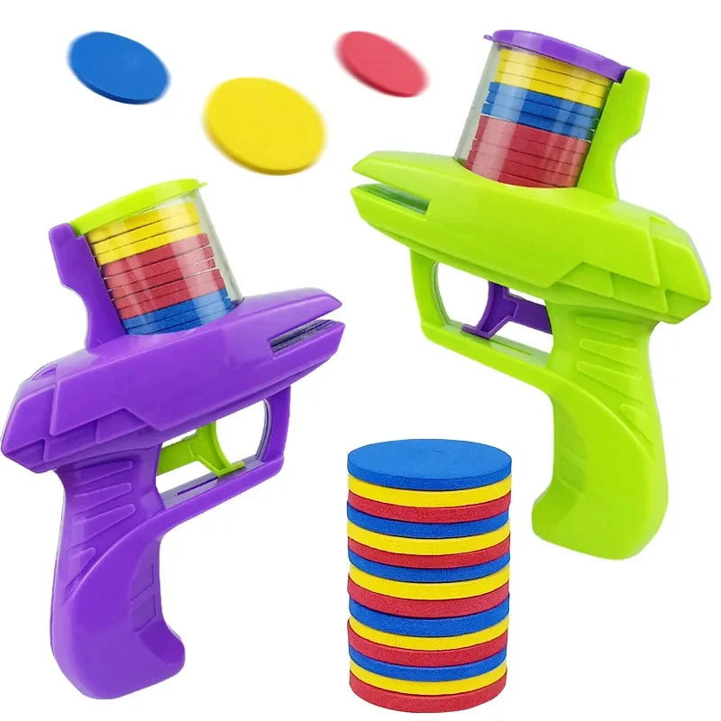 Double Player EVA Flying Disc Gun Parent-Child Interactive Shooter Soft Bullets