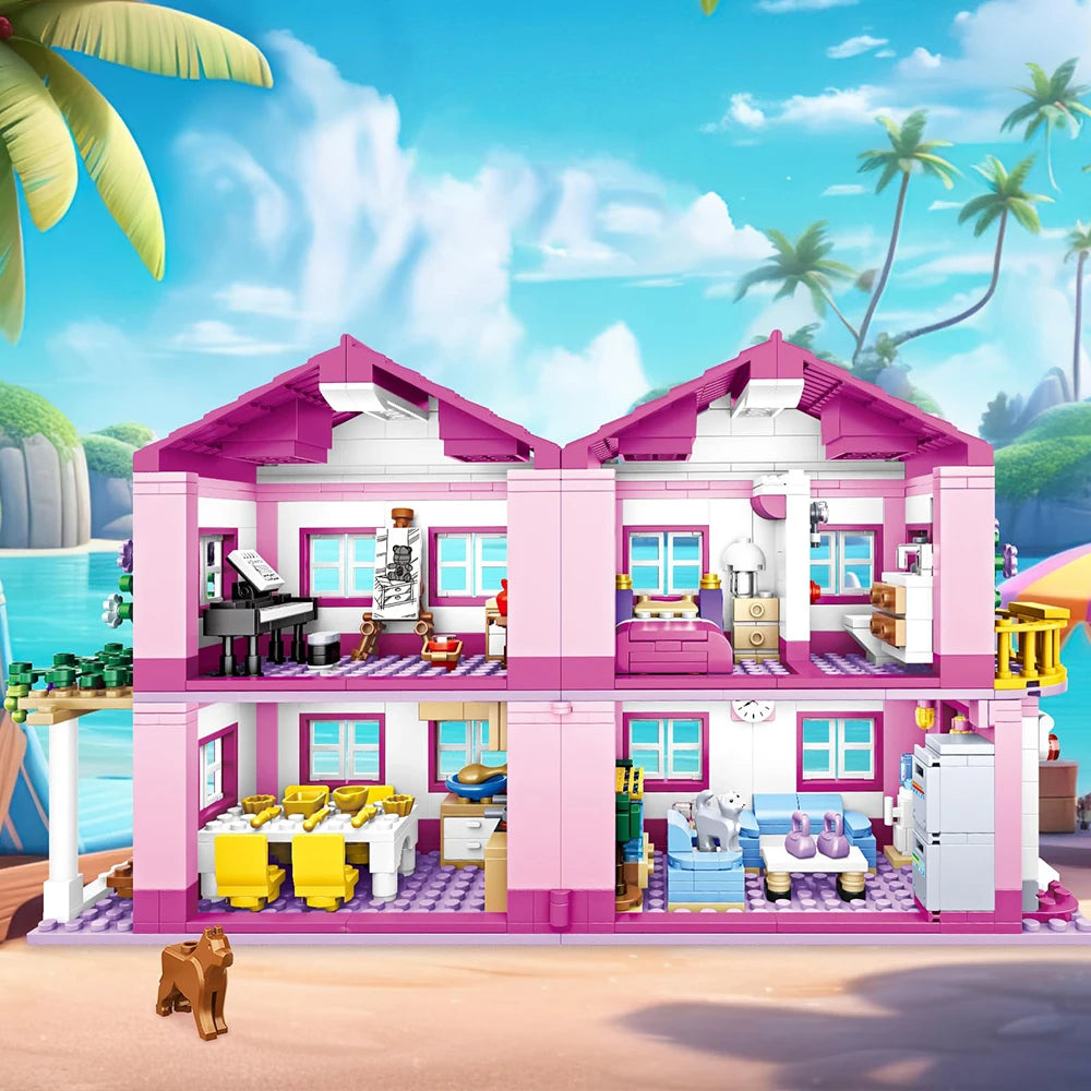 Friends City Street View House Summer Holiday Villa Castle Model Building Block