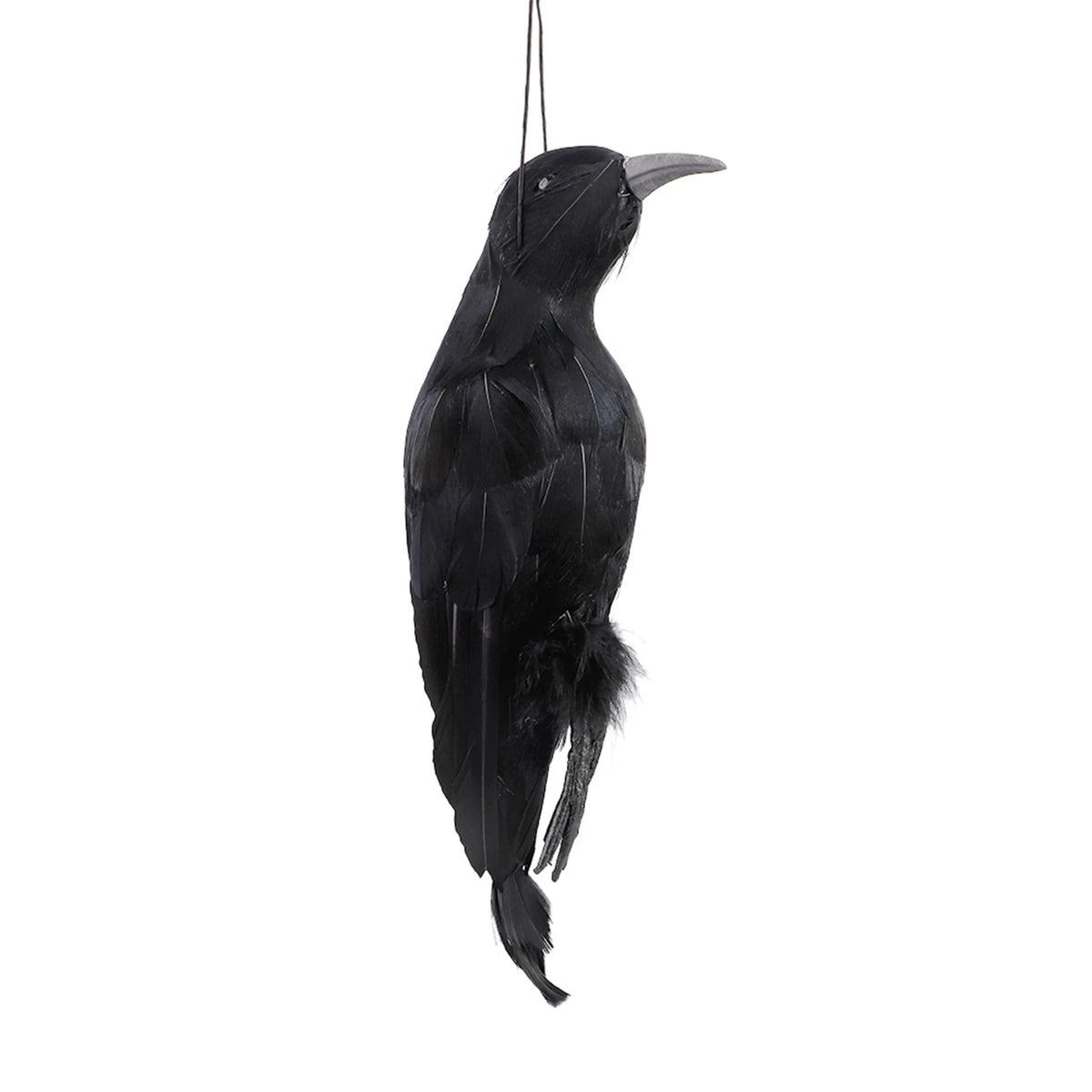 Stimulated Realistic Hanging Crow Black Feathered Bird Halloween Bar Ornaments Scary Prop Outdoor Garden Yard Crow Prop Decor