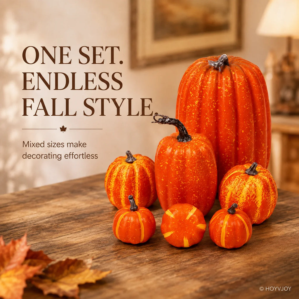 7pcs Pumpkin Autumn Decor Outdoor Foam Plastic