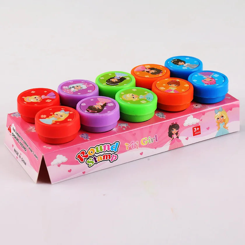 10pcs Assorted Stamps Self-ink Stamps Toy Stamps Smiley Face Seal Scrapbook