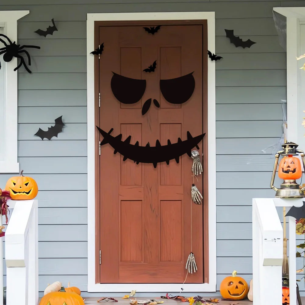 Halloween Decoration Room Door Stickers Window Decor Skeleton Hand Pumpkin DIY