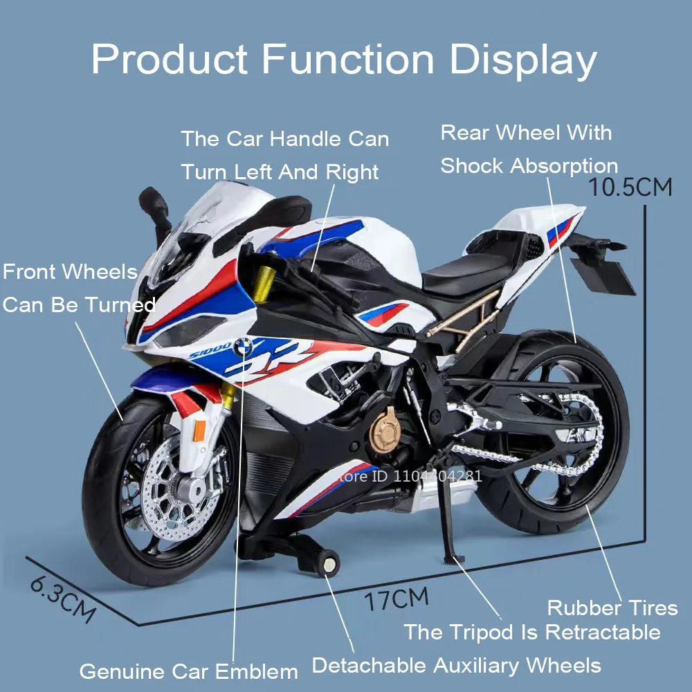 Scale 1:12 BMW S1000RR Honda CBR1000RR Alloy Diecast Motorcycle Miniature