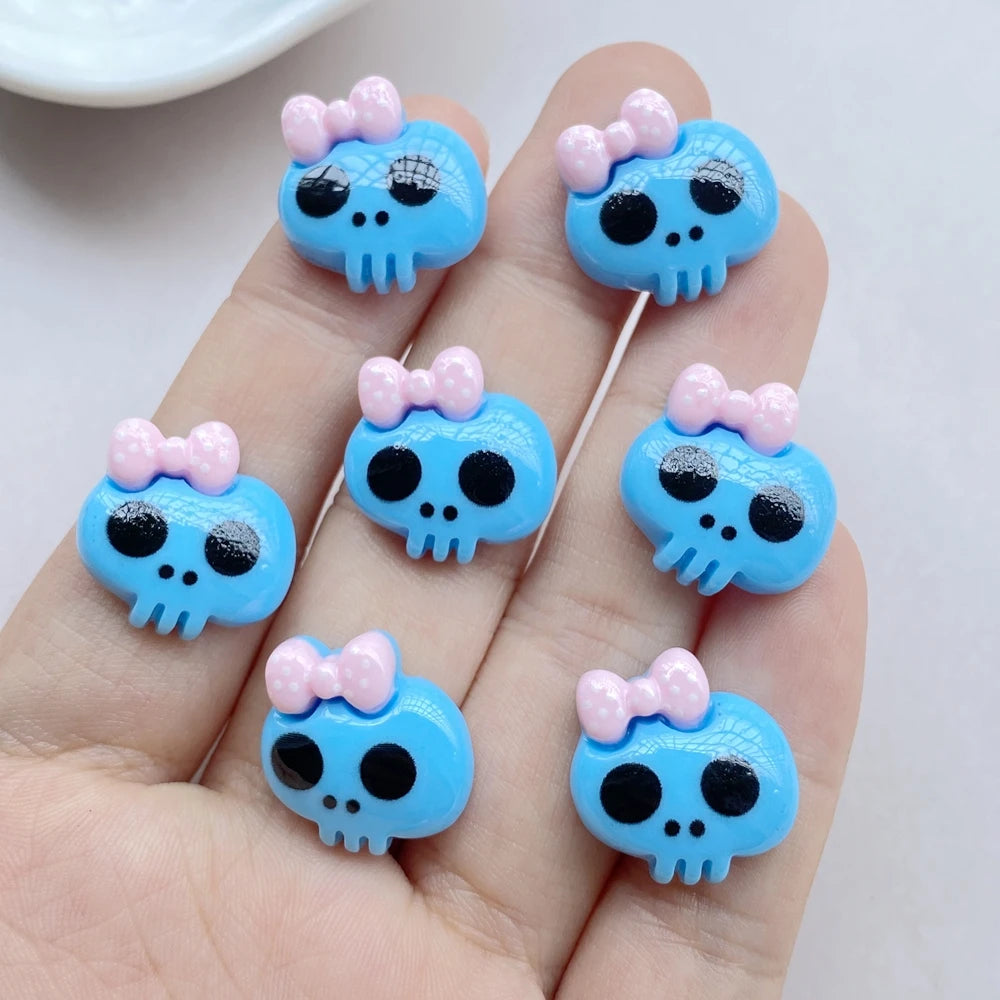 10Pcs New Cute Resin Cartoon Halloween Skull Series Flat Back Scrapbooking DIY Jewelry Craft Decoration Accessories