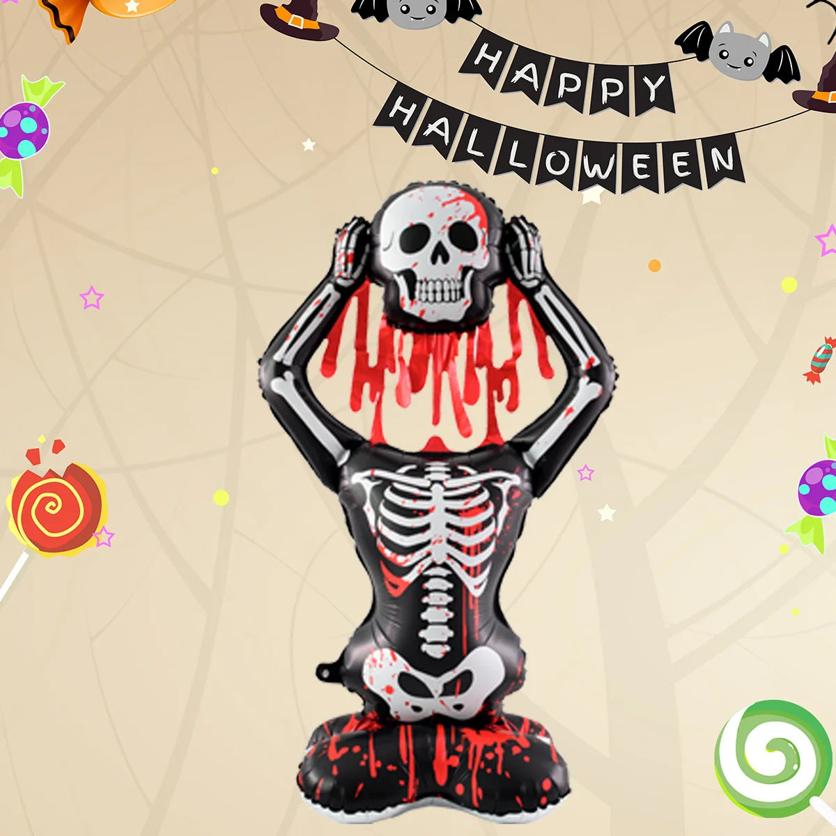 1set Giant Stand Pedestal Halloween Party Balloons Ghost Skull Pumpkin Tree