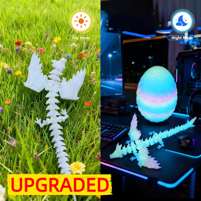 3D Printed Dragon Colorful Gem Dragon Figurines Movable Joint Rotatable