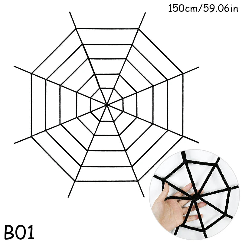 150 250cm Black White Spider Web Giant Stretchy Cobweb Home Bar Garden