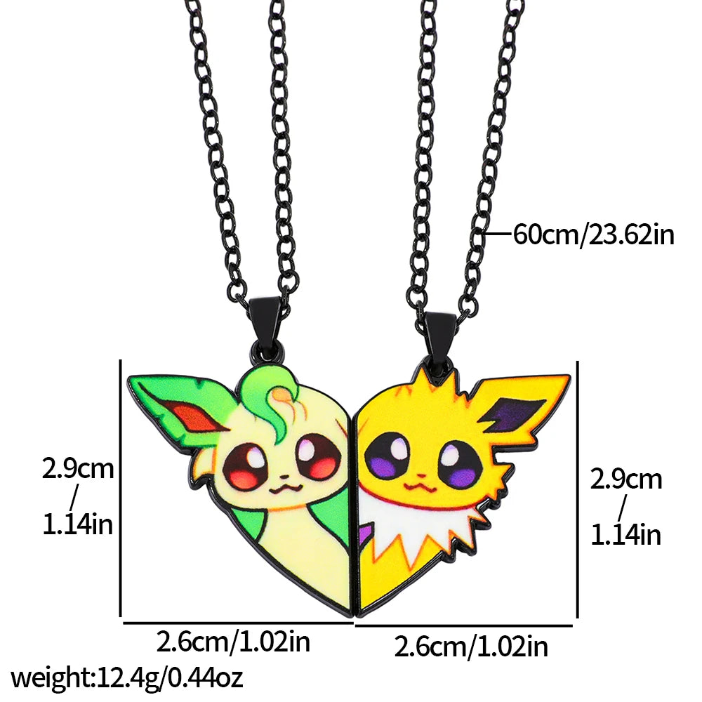 2-piece Cute Eevee Cartoon Pendant Necklace Metal
