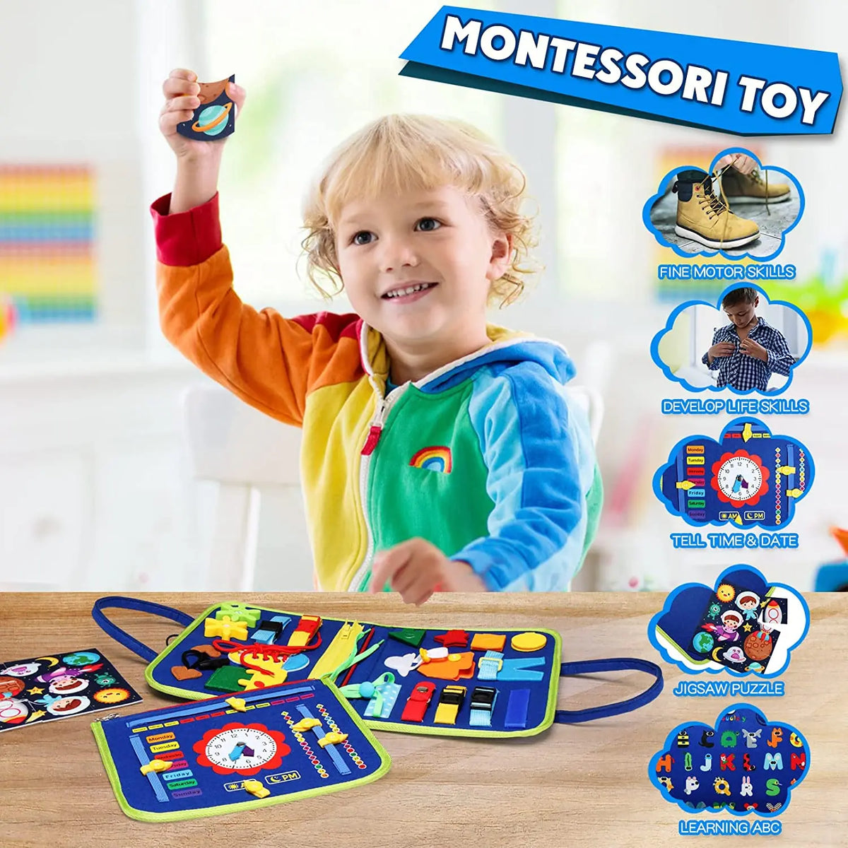 Montessori Toys Busy Board Sensory Activity Developing Board Motor Skills
