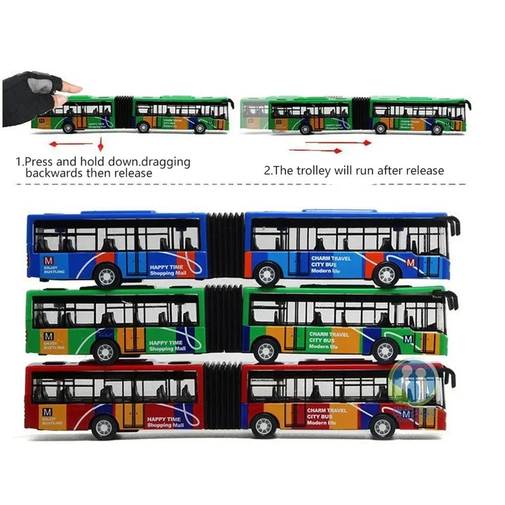 1:64 Alloy City Bus Model Diecast Toy Vehicle