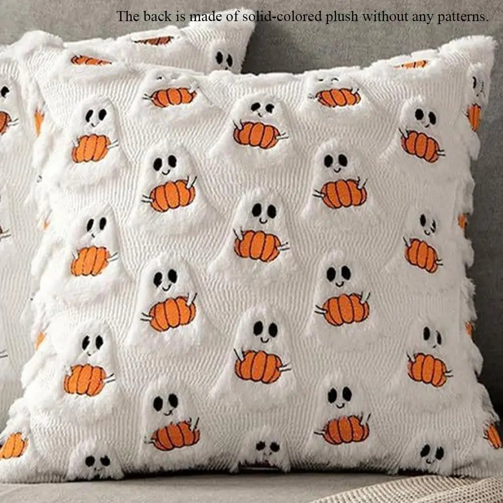 Ghost Pumpkin Plush Faux Fur Pillow Covers Soft