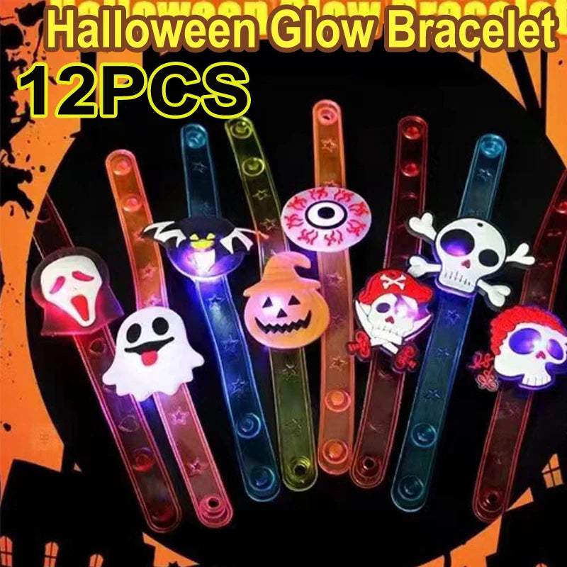 10/20PCS Cute Halloween Glowing Rings Bracelet Gift