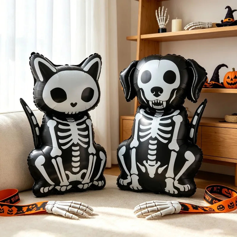 2026 New Halloween Ghost Skeleton Dog Cat Foil Ballons Halloween Festival