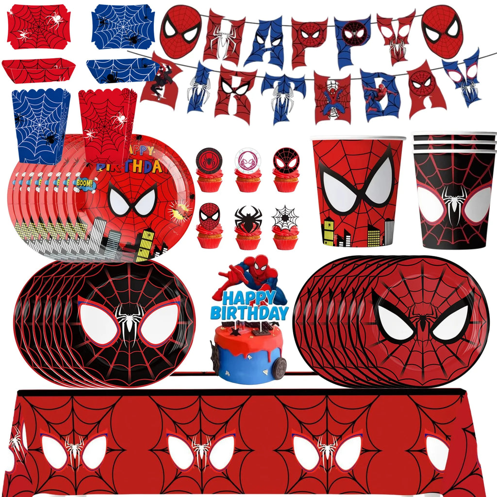 Mask Spider Hero Birthday Party Supplies Tableware Kit