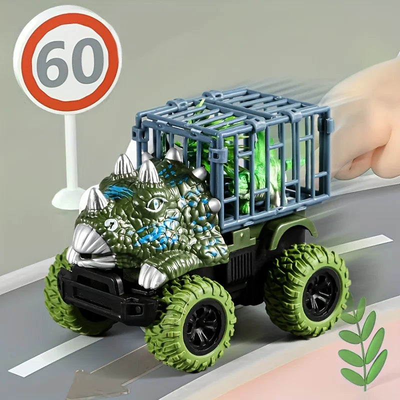 Pull Back Dinosaur Truck Toys Car Transport Truck Toys Dino Figures Boys