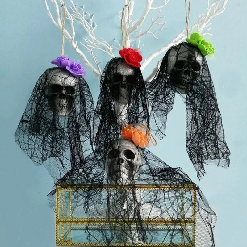Halloween Skull Hanging Ornaments Foam Skull Bride Clothes Bone Head Scene Layout