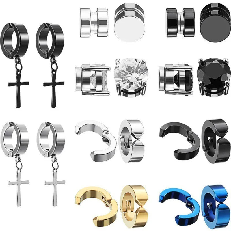 2pcs Punk Mens Strong Magnet Magnetic Ear Stud