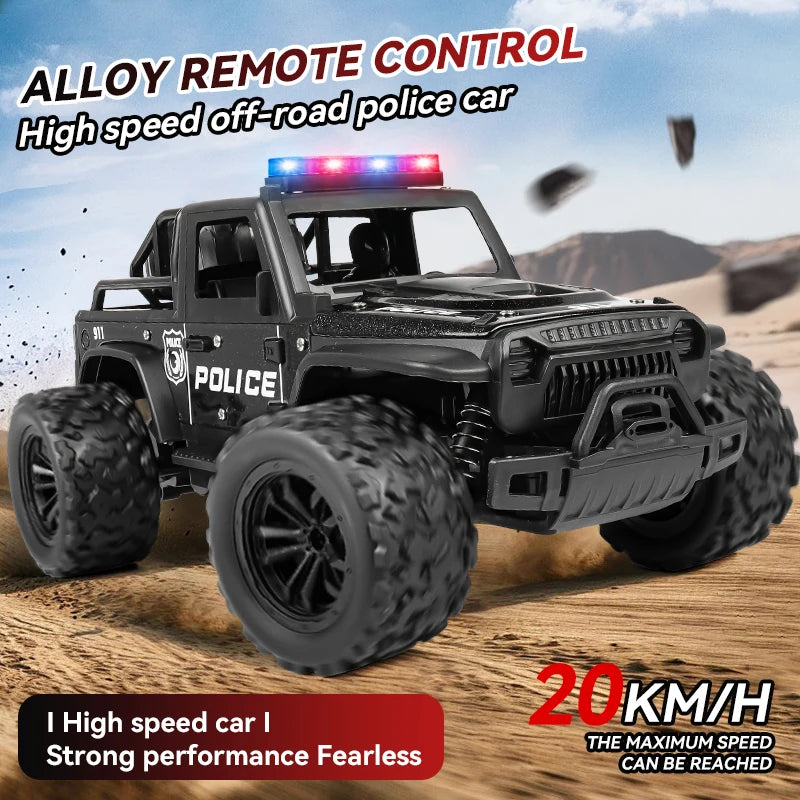 ZWN 1:16 Alloy High Speed Off-Road Police Truck RC Car Music Sound LED