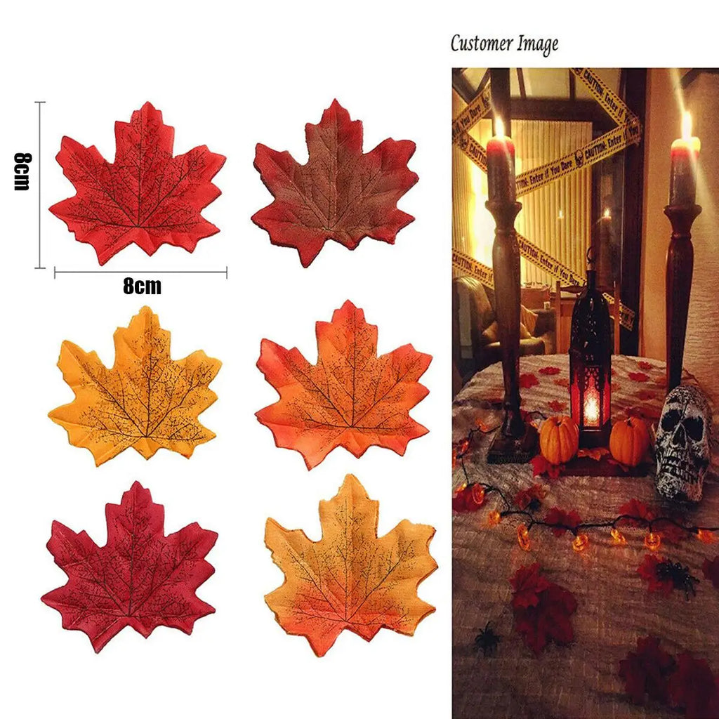 100 200Pcs Artificial Silk Maple Leaf Autumn Fake Leaves Garland Thanksgiving
