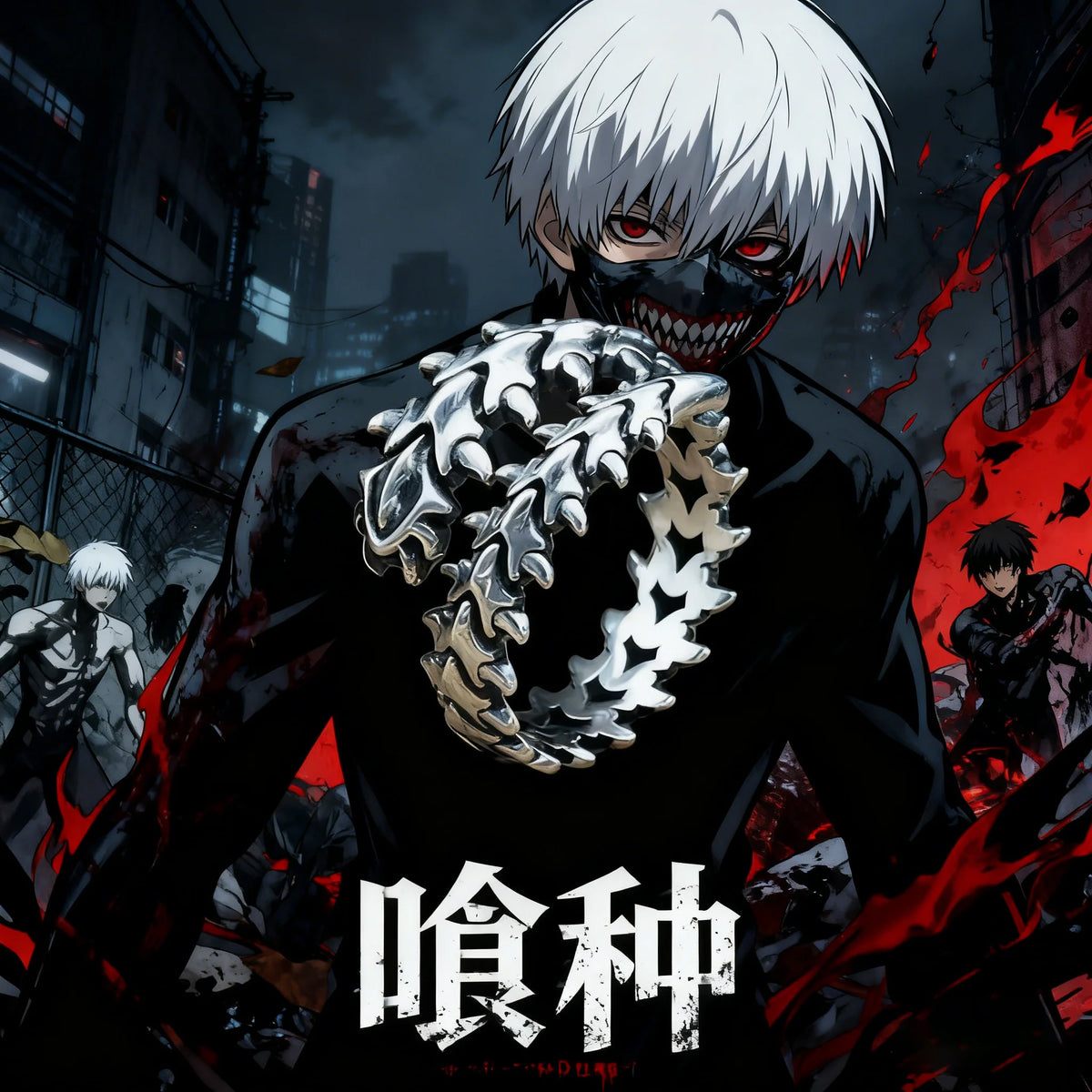 Anime Tokyo Ghoul Ring Kaneki Ken Adjustable Opening Unisex Punk Jewelry