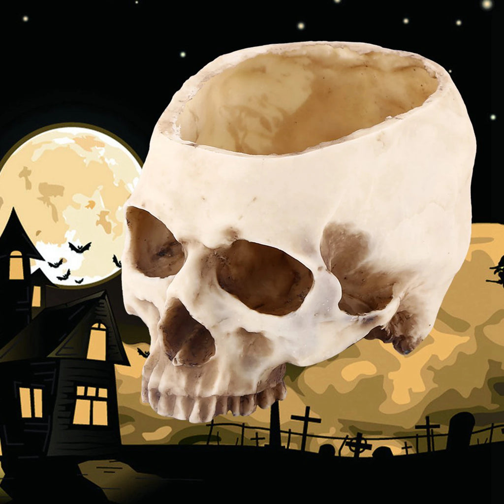 Resin Skull Head Design Flower Pot Planter Container Decoration Skull Pot