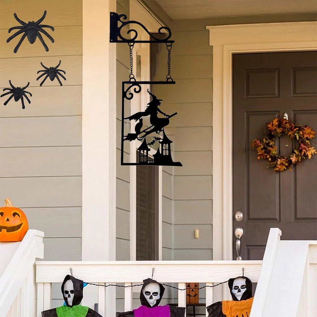 Halloween Silhouette Metal Sign Witch Yard Sign