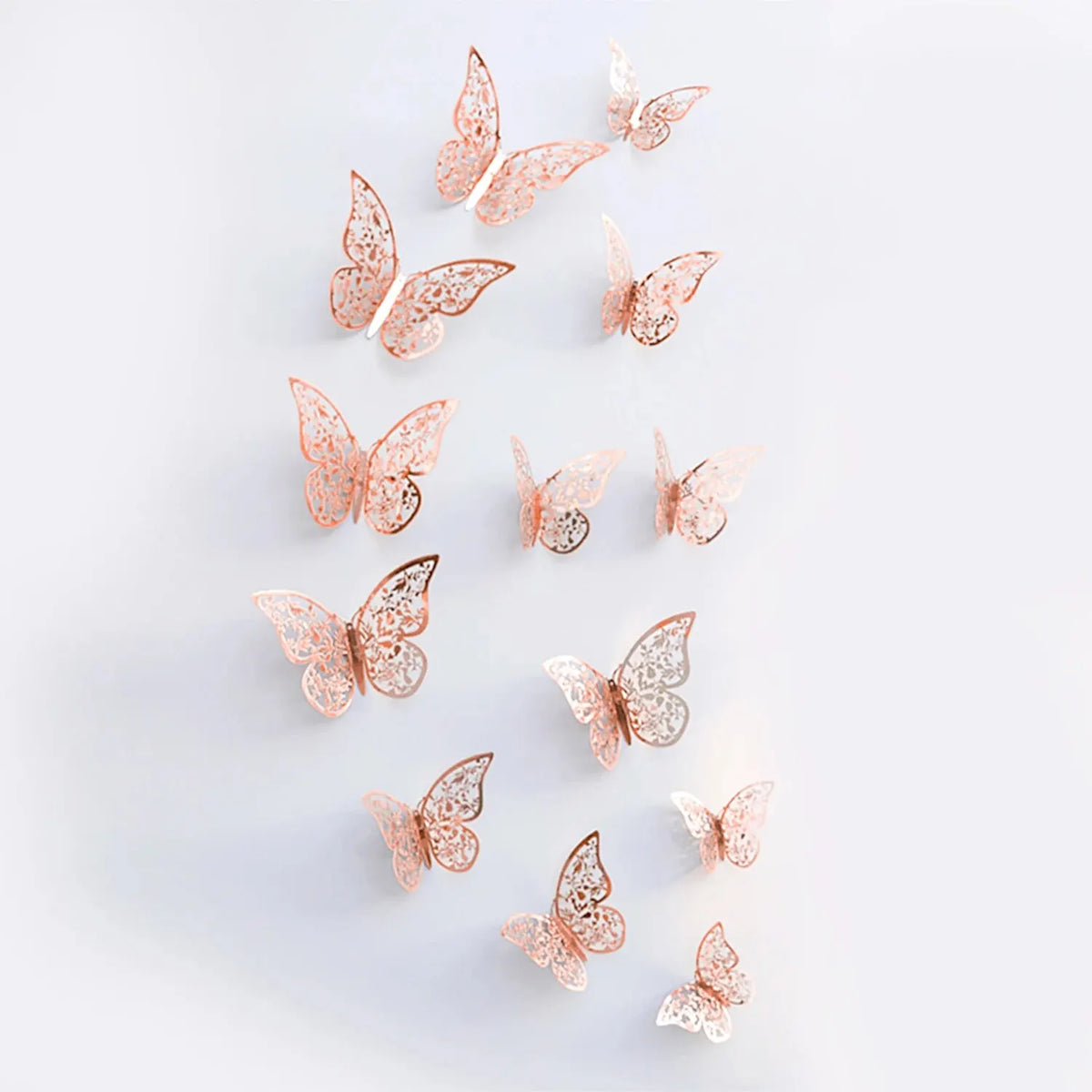 12pcs lot Metal Inspired Hollow 3D Paper Butterfly Decorations Parties