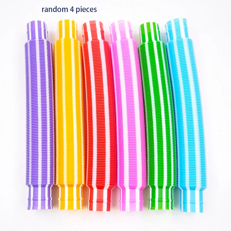 4 Pack Mini Pop Tube Sensory Fidget Toy Colorful Heavy-Duty Construction