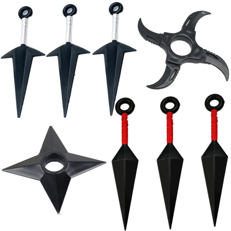 7Pcs Set Anime Naruto Cosplay Weapon Kunai Shuriken Plastic Accessories