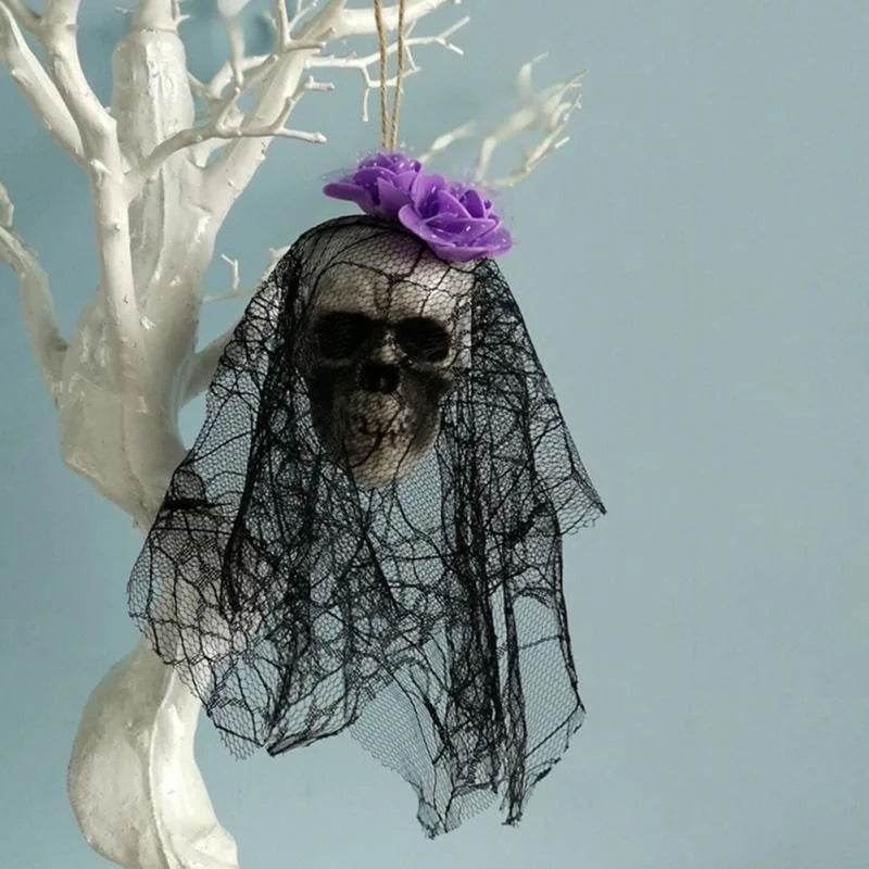 Halloween Skull Hanging Ornaments Foam Skull Bride Clothes Bone Head Scene Layout