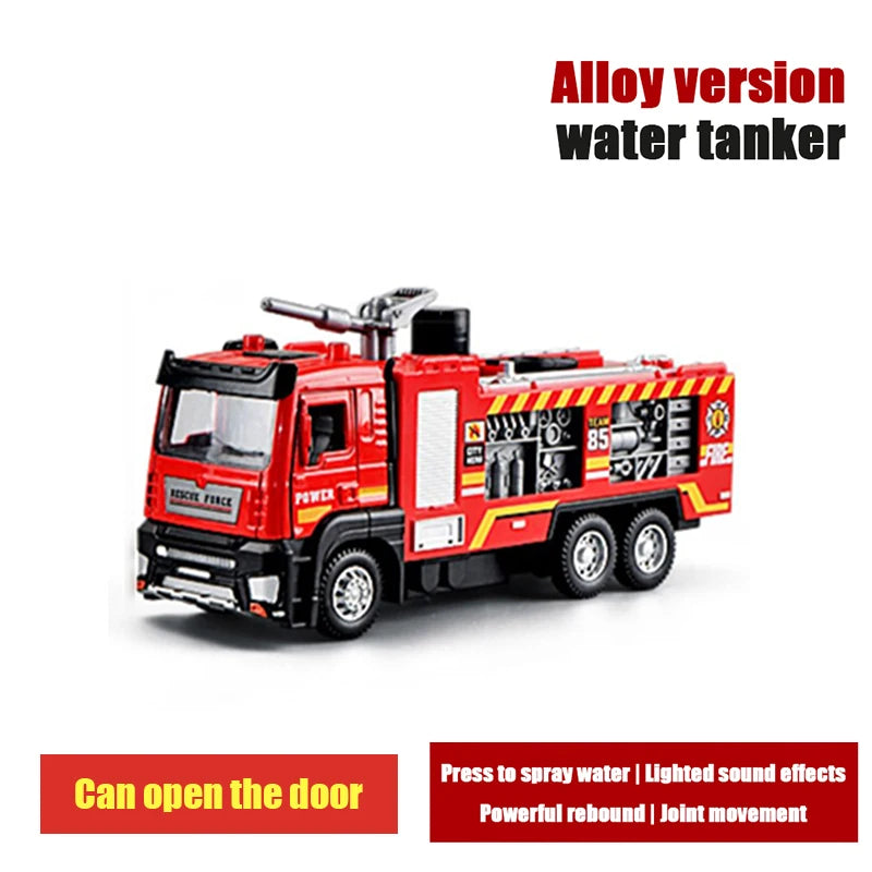1:50 Alloy Fire Truck Firefighter Simulation Sprinkler Car Diecast Water Spray