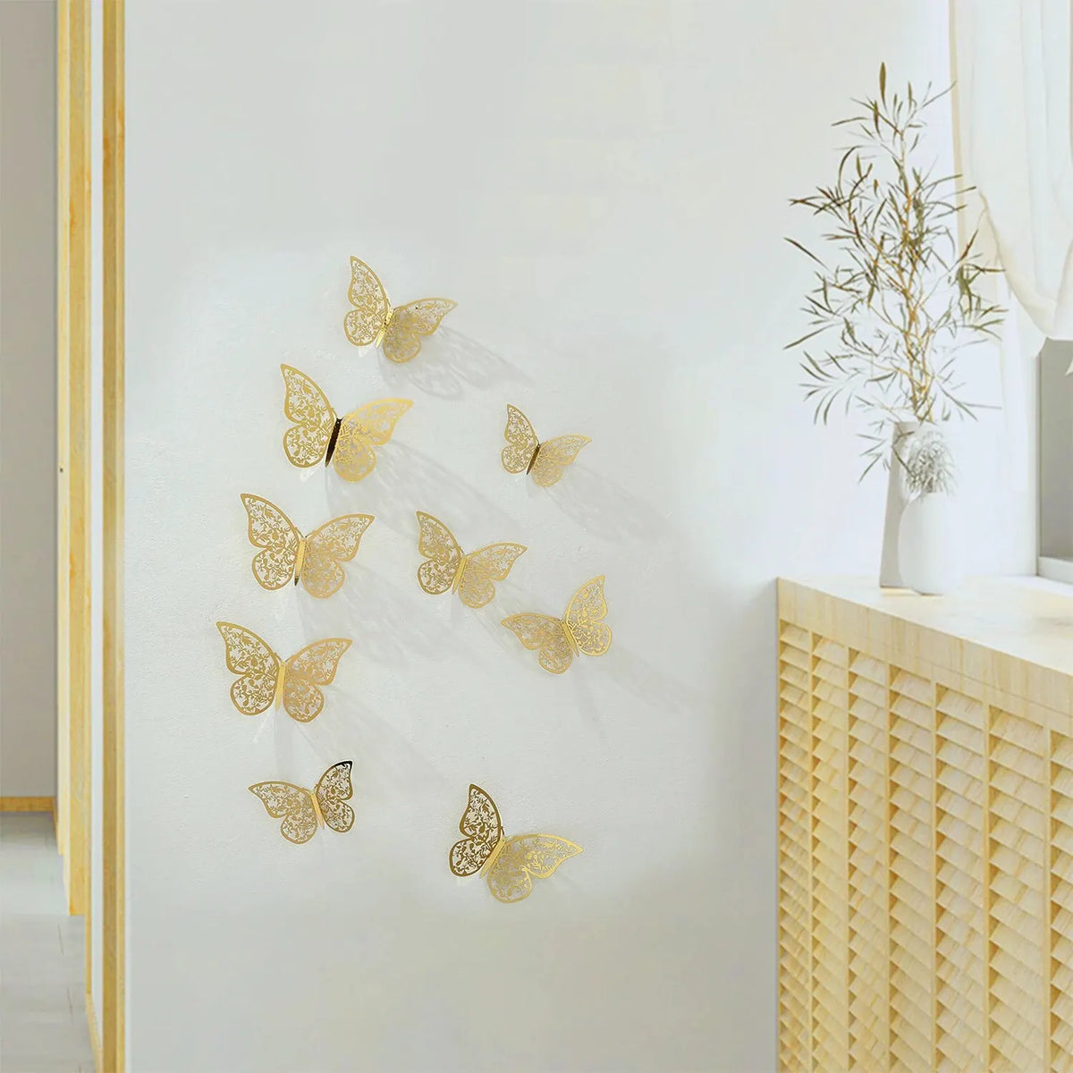 12pcs lot Metal Inspired Hollow 3D Paper Butterfly Decorations Parties