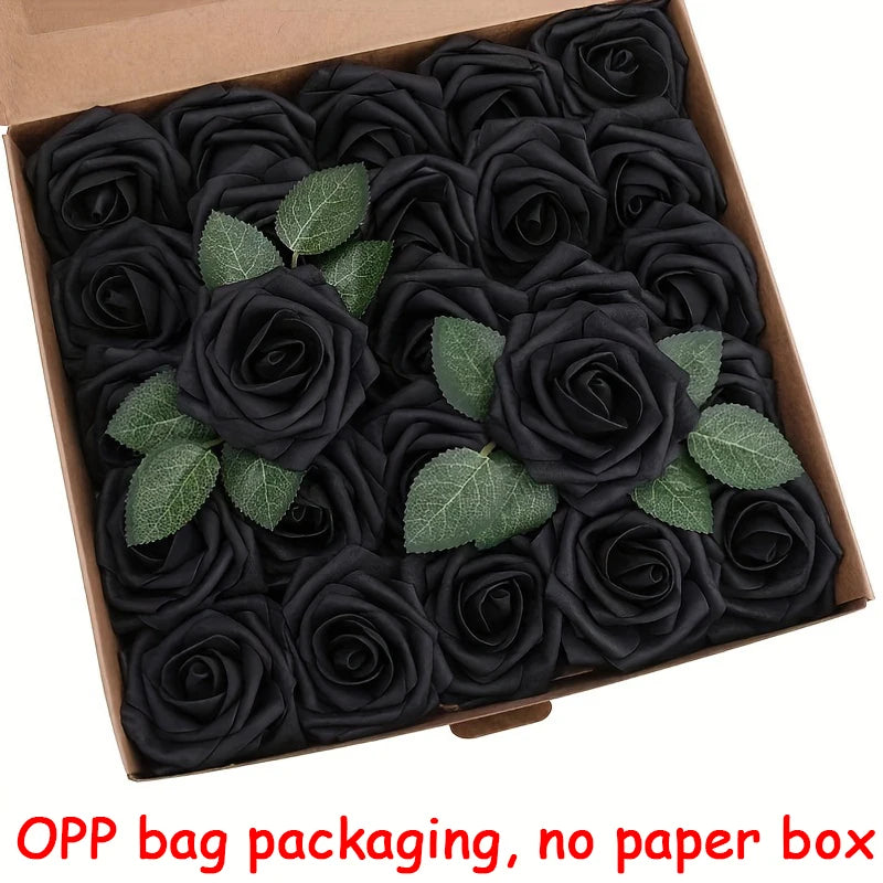 25pcs Artificial Flowers Fake Flowers Roses Stem DIY Wedding Bouquets
