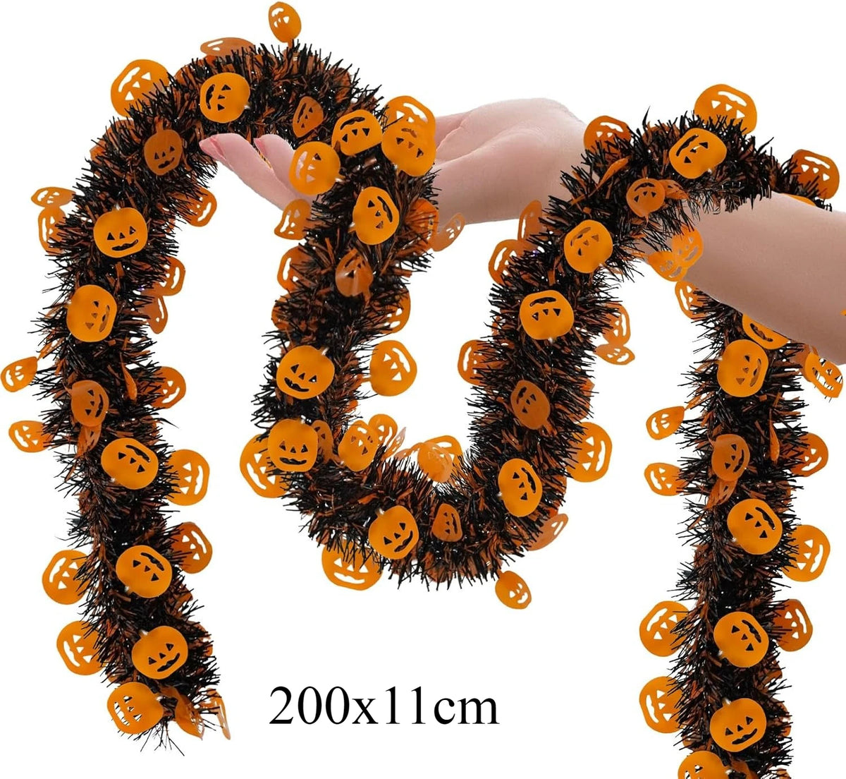 2m Halloween Tinsel Garland Pumpkin Spider Bat Shiny Metallic Twist Garland