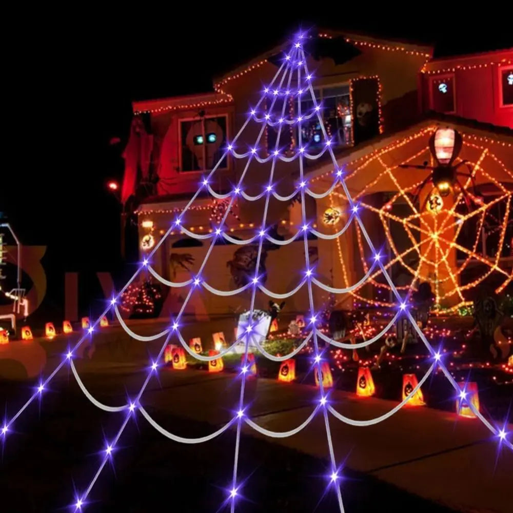 Practical 8 Modes Halloween Spider Web Lights LED