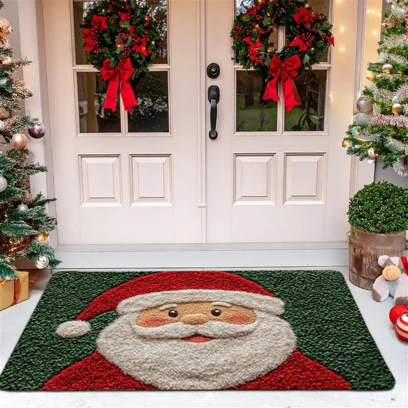 Christmas Door Mat Red Santa Claus Outdoor Indoor Gingerbread Man Carpet