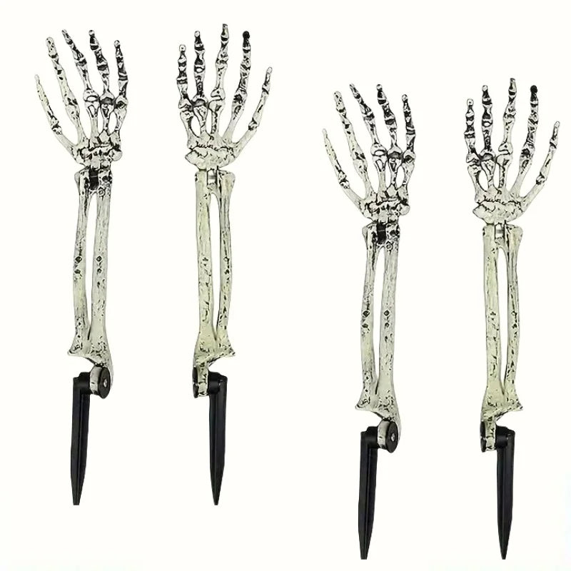 1 6pcs Skeleton Bone Garden Ground Stakes Skull Head Hand Halloween Home Yard