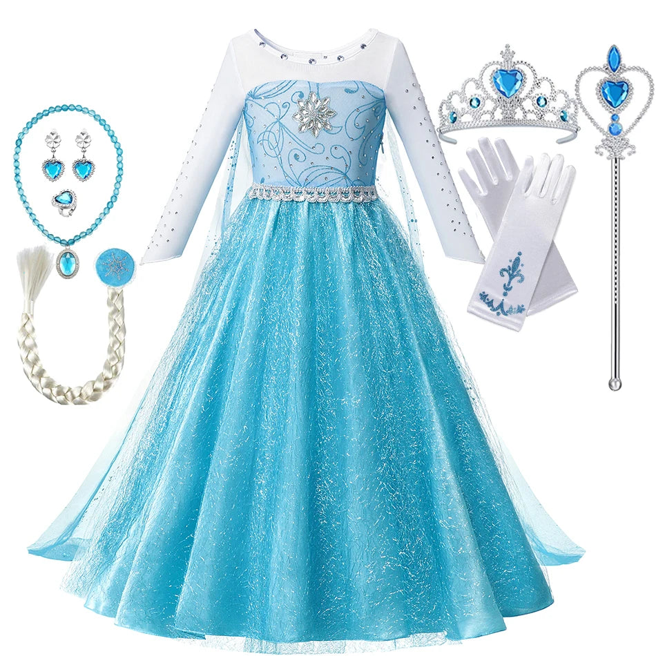 Elsa Anna Princess Costume Girls Frozen Style