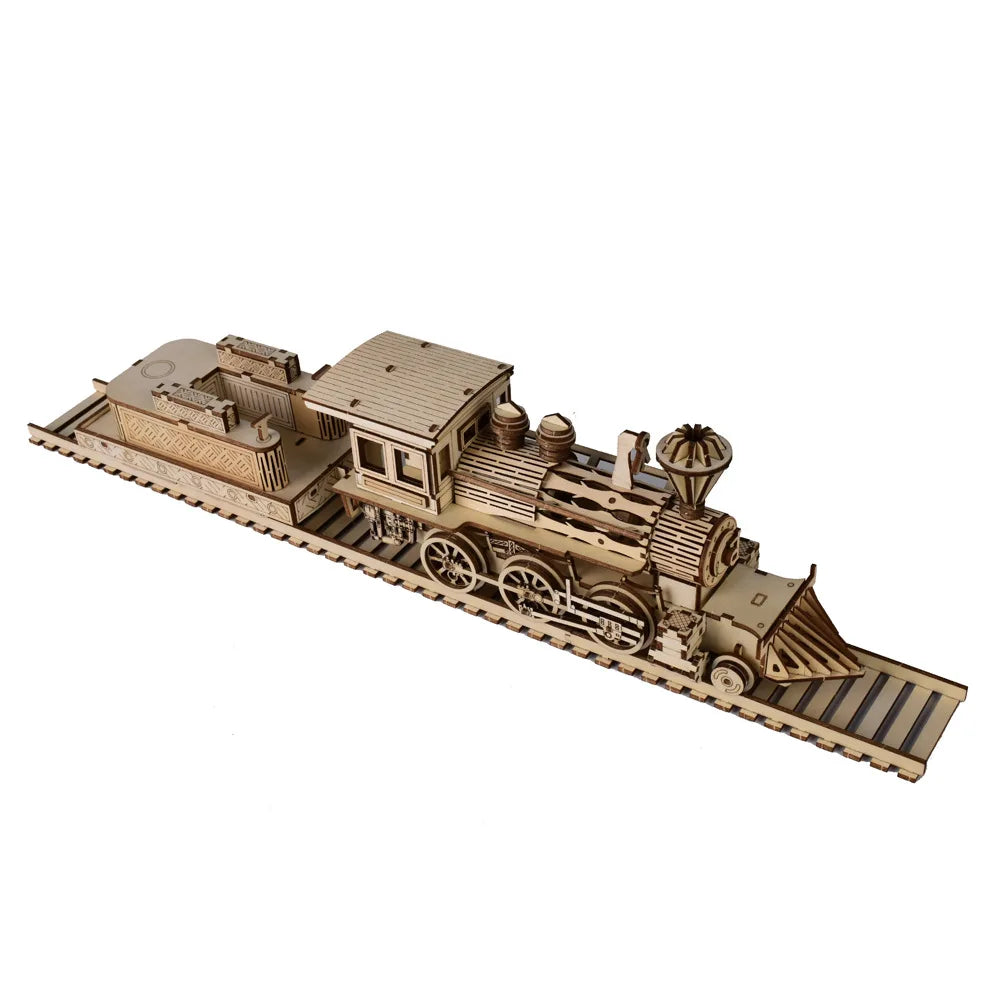 3D Wooden Puzzle Streetcar Sakura Journey Tram Station Retro Bus Model DIY
