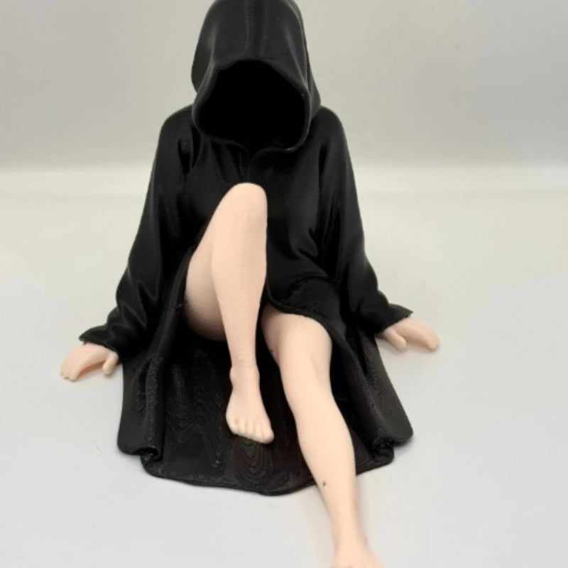 3D Mysterious Halloween Statue Gothic Black Robe Queen Figure Bookshelf Sculpture Spooky Sitting Statues Desktop Ornaments Gifts