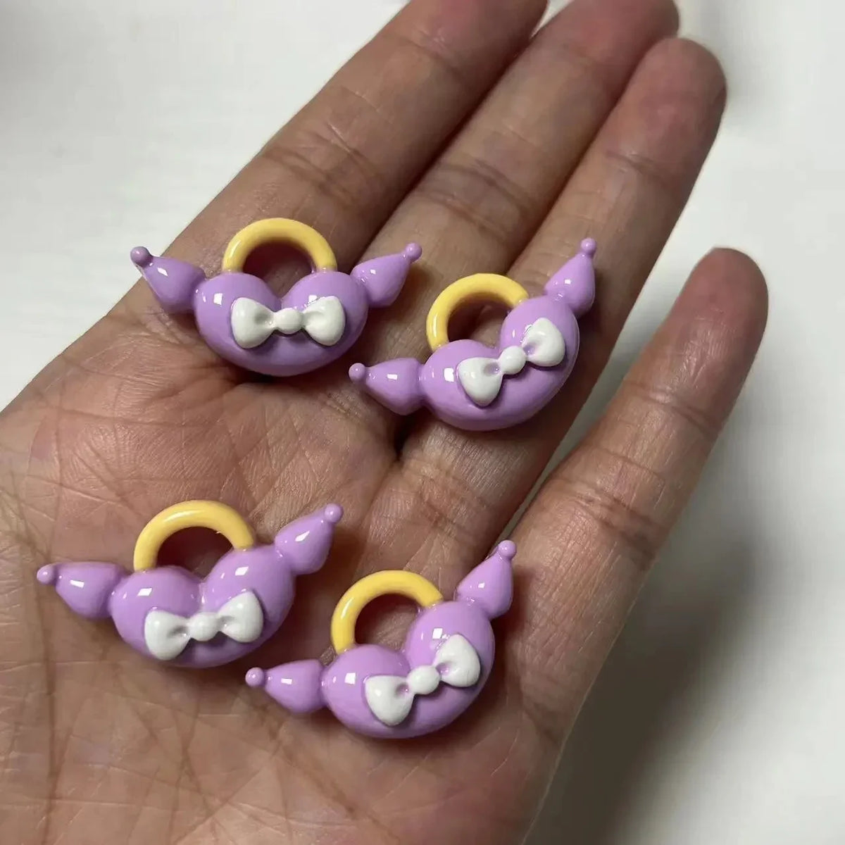 10pcs Macaron Color Skull Bow Skeleton Resin Handmade