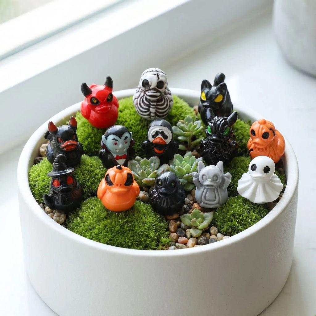 12Pcs Halloween Ducks Ghost Miniatures Set