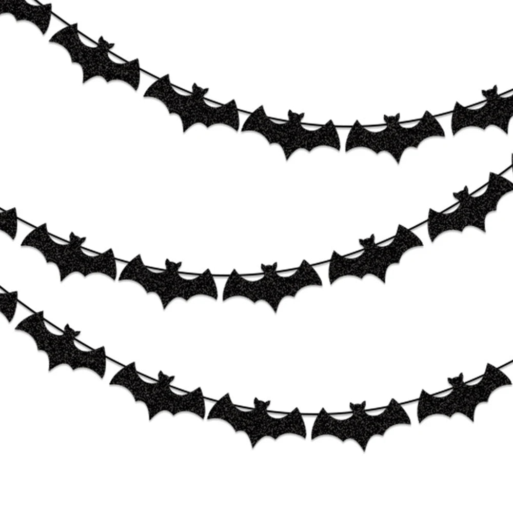 Runtowo 1set Paper Bat Banner Halloween Hanging Garland Flag Party Decor