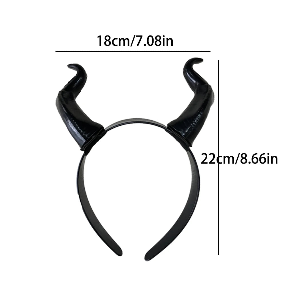 Women Black Queen Witch Demon Horns Headpiece Cosplay Animal Antelope Devil