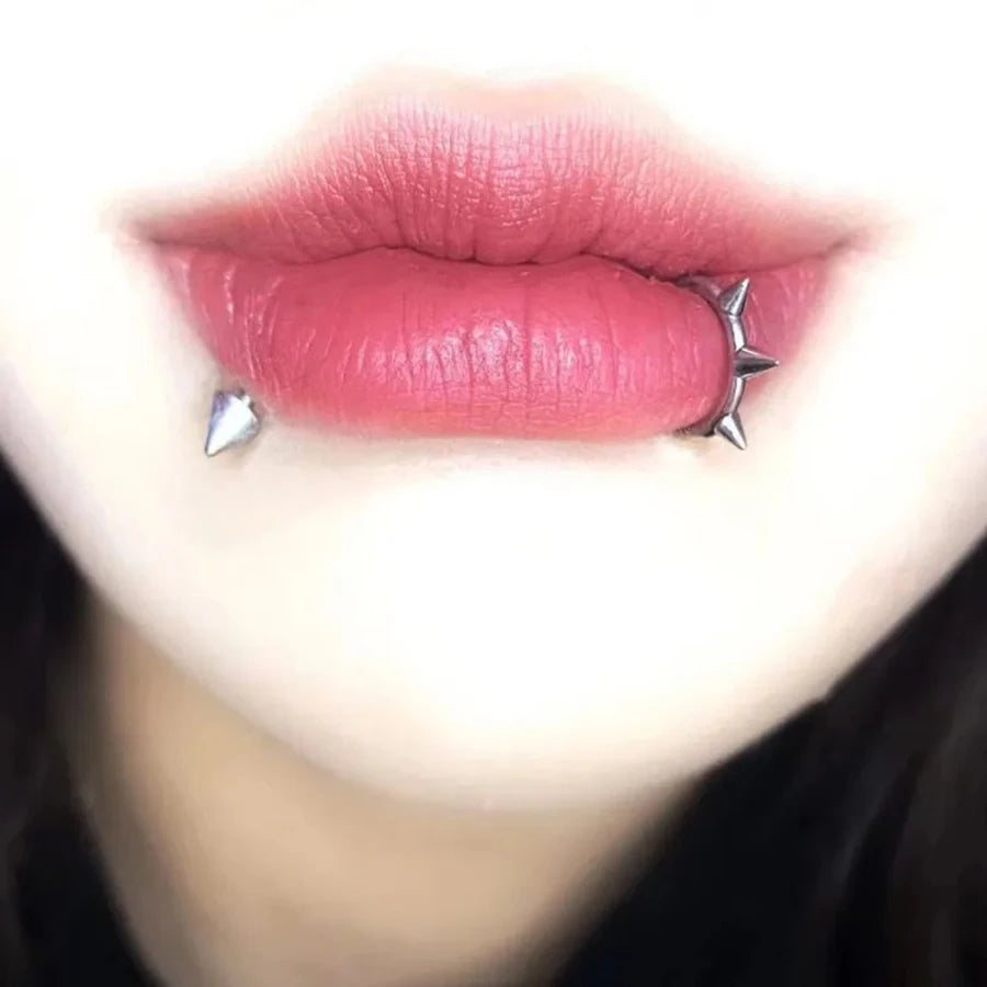 2PCS Trendy 10mm Stainless Steel Punk Clip on Fake Piercing Nose Wrap Lip