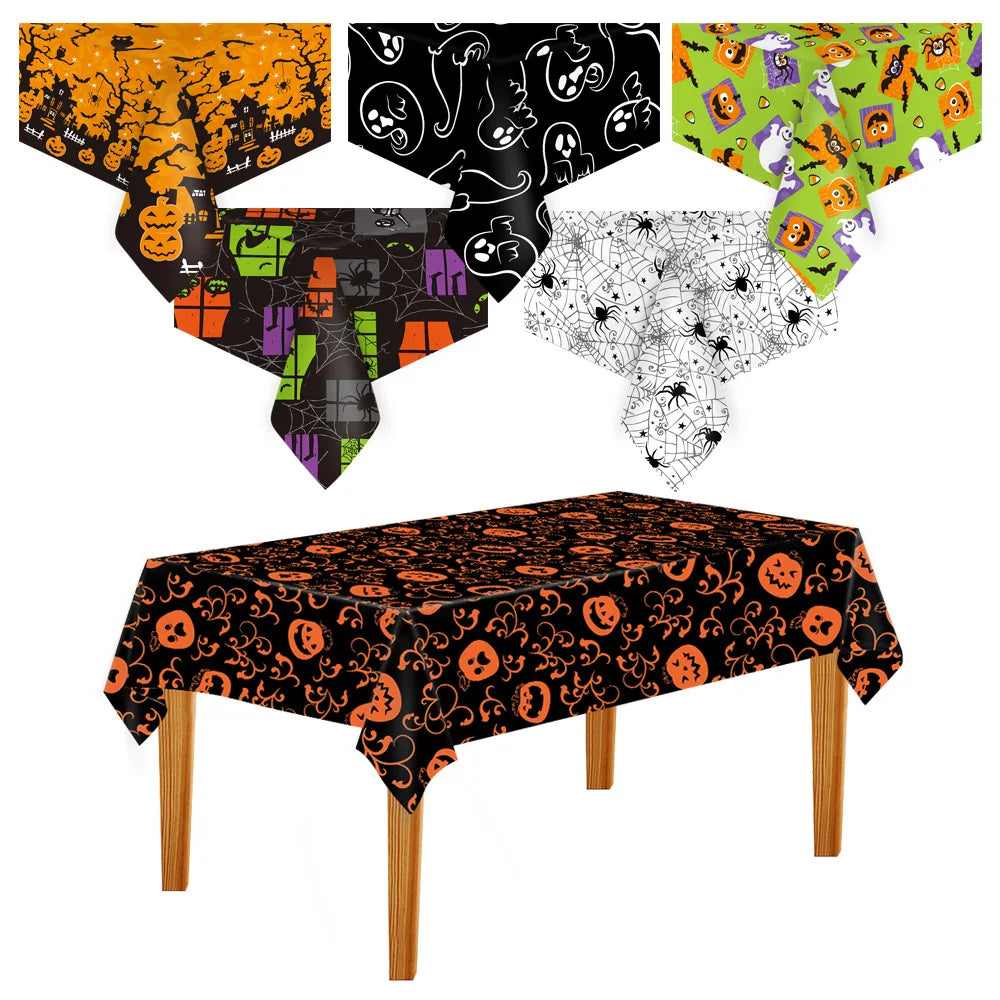 Halloween Decoration Tablecloth Pumpkin Spider Web Bat