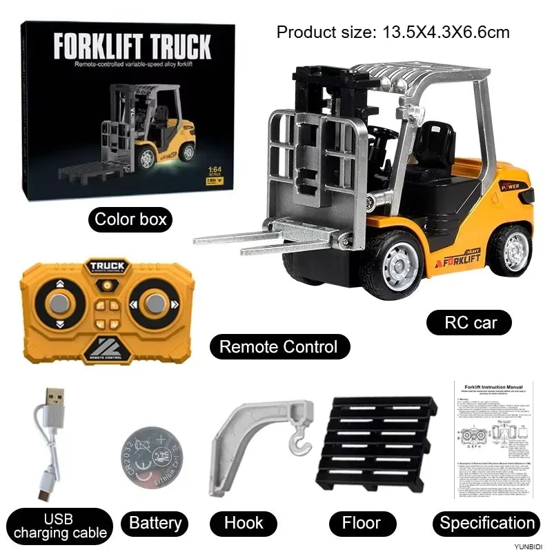 1:64 Remote Control Alloy Truck Forklift Trailer Worktop Mini Bluetooth RC