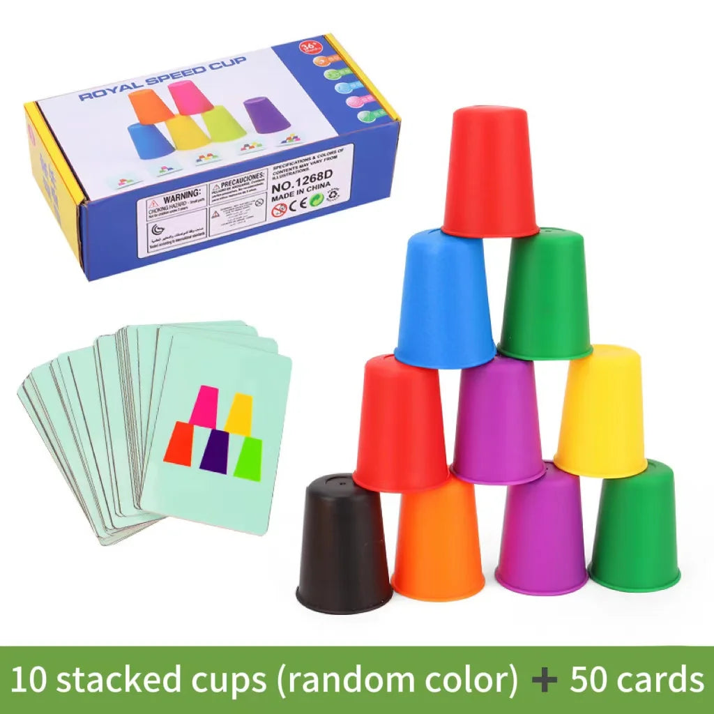 Montessori Toys Mini Stack Cup Game Card Educational Intellectual Enlightenment