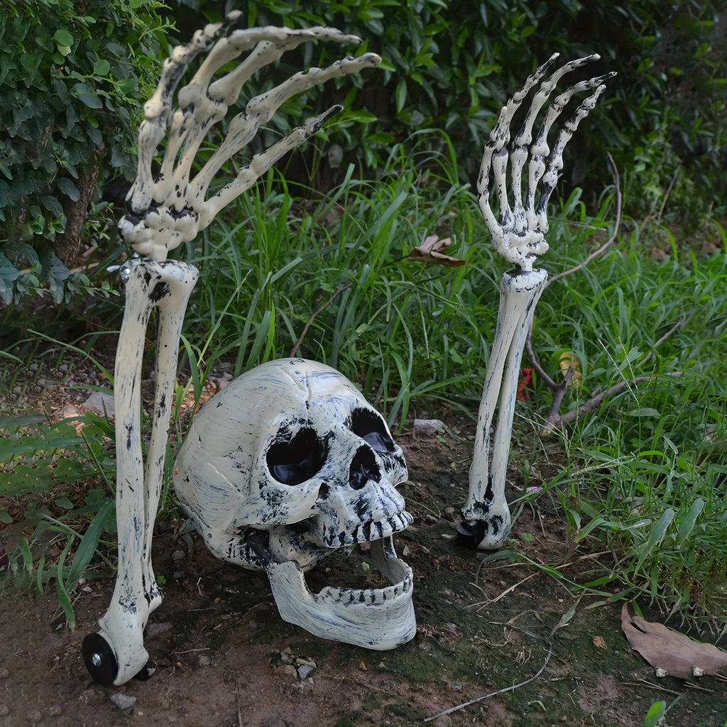 1 6pcs Skeleton Bone Garden Ground Stakes Skull Head Hand Halloween Home Yard