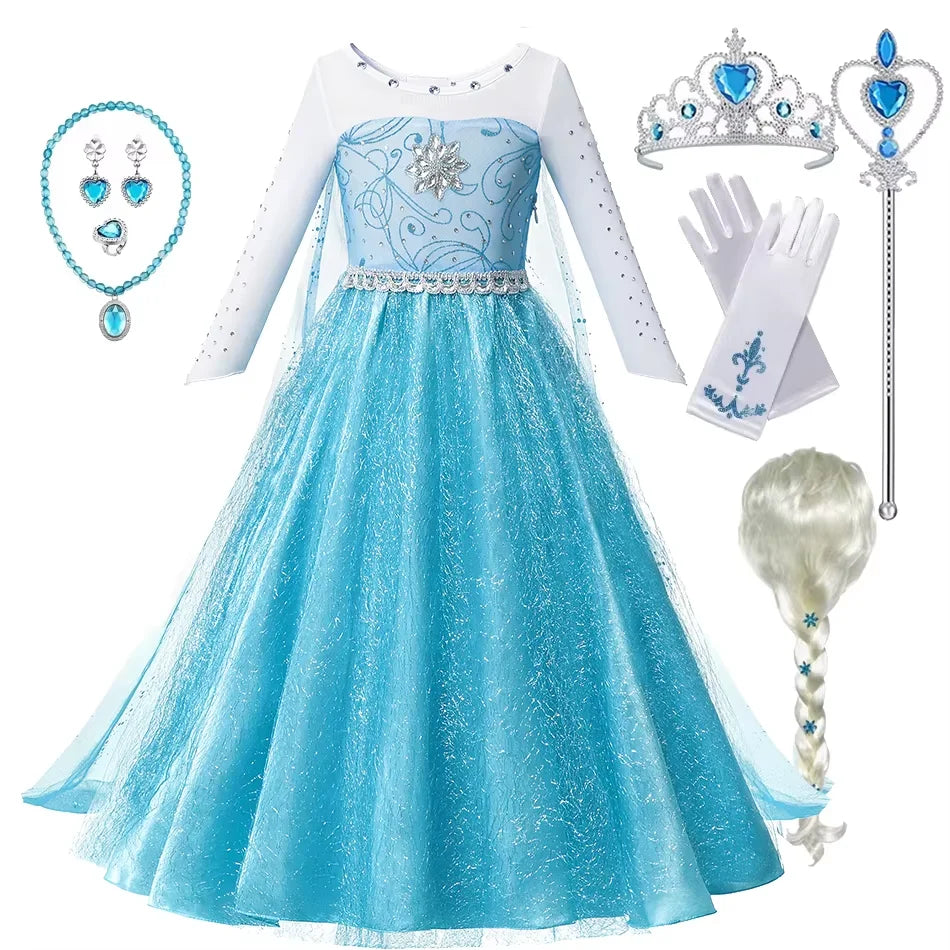 Elsa Anna Princess Costume Girls Frozen Style
